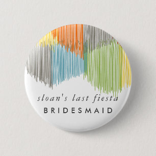 Rainbow Fiesta Modern Fringe Bride Bridesmaid Button