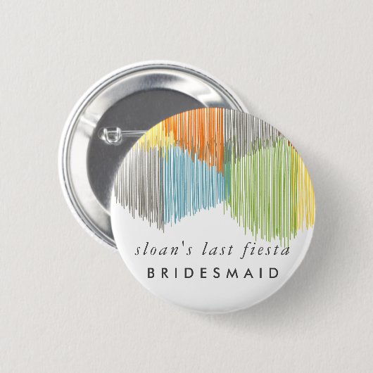 Rainbow Fiesta Modern Fringe Bride Bridesmaid Button (Vorne & Hinten)