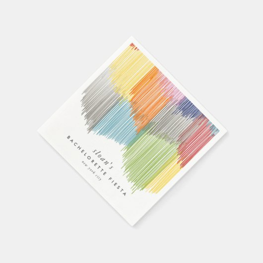 Rainbow Fiesta Modern Fringe Junggeselinnen-Abschi Serviette (Ecke)