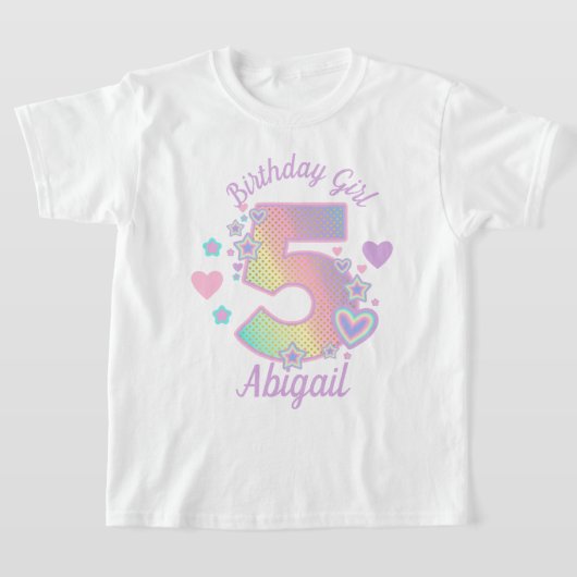 Rainbow Fifth Birthday Girl 5th Iridescent T-Shirt (Ablage )