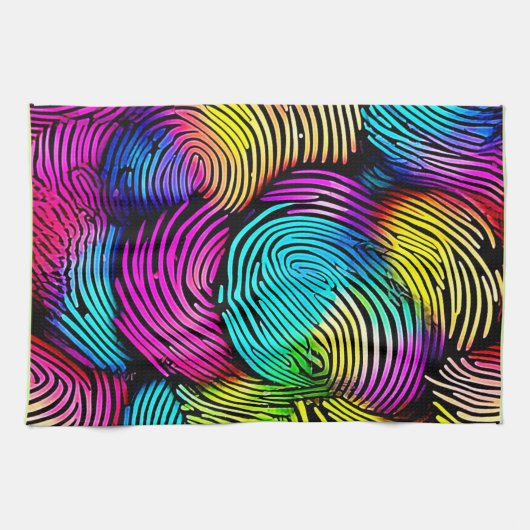 Rainbow Fingerprint Dreams Geschirrtuch (Horizontal)