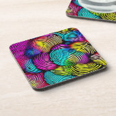 Rainbow Fingerprint Dreams Getränkeuntersetzer (Linke Seite)