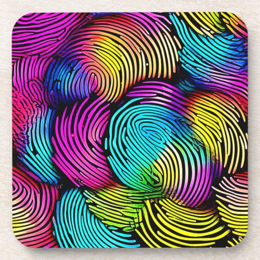 Rainbow Fingerprint Dreams Getränkeuntersetzer (Vorderseite)