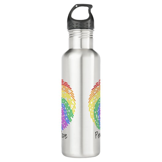 Rainbow Fingerprint Monogram Edelstahlflasche (Vorderseite)