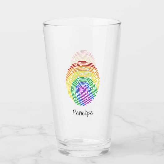 Rainbow Fingerprint Monogram Glas (Rückseite)