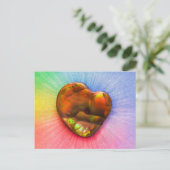 Rainbow Fire Agate mit Heart Shape Postcard Postkarte (Stehend Vorderseite)