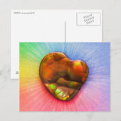 Rainbow Fire Agate mit Heart Shape Postcard Postkarte (Vorne/Hinten)
