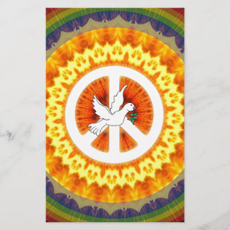 Rainbow Fire Peach Sign Dove 60er Hippie