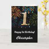 Rainbow Fireworks Black and Gold Karte (Gelbe Blume)