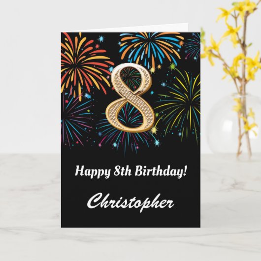 Rainbow Fireworks Black and Gold Karte (Gelbe Blume)