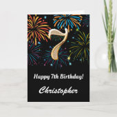 Rainbow Fireworks Black and Gold Karte (Vorderseite)