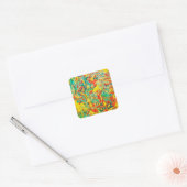 Rainbow Fireworks Celebration Art Abstrakt Quadratischer Aufkleber (Umschlag)