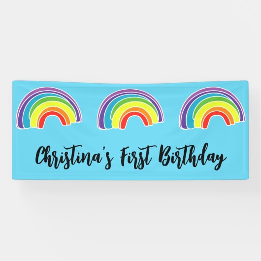 Rainbow First Birthday Banner (Horizontal)