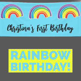 Rainbow First Birthday Banner
