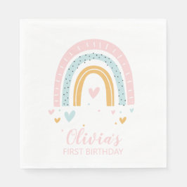 Rainbow First Birthday Napkins Serviette