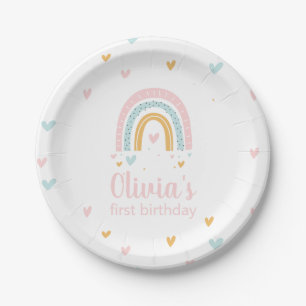 Rainbow First Birthday Party Plate Pappteller