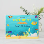 Rainbow Fisch Geburtstagsthema Einladung (Stehend Vorderseite)