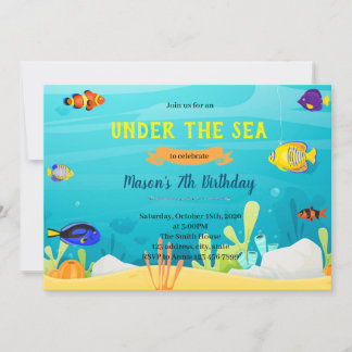 Rainbow Fisch Geburtstagsthema Einladung