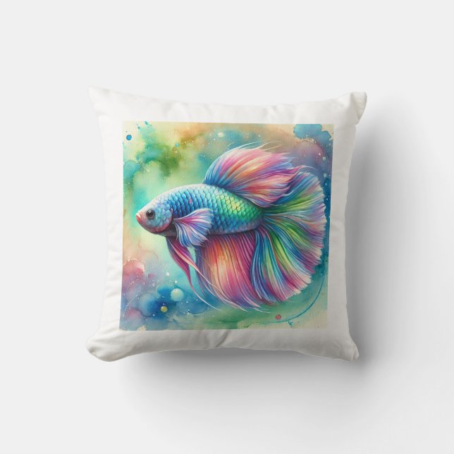Rainbow Fish 040924AREF114 - Watercolor Kissen (Vorderseite)