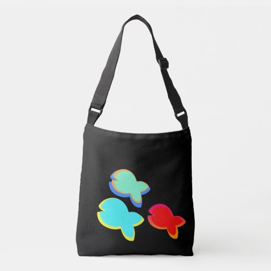 Rainbow Fish Black Tragetaschen Mit Langen Trägern (Vorderseite)