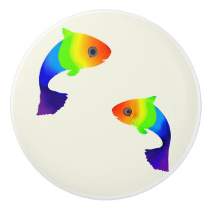 Rainbow Fish Cabinet Knob Keramikknauf
