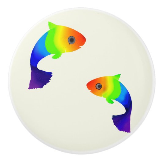 Rainbow Fish Cabinet Knob Keramikknauf (Vorderseite)