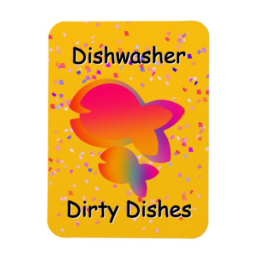 Rainbow Fish DISHWASHER Dirty Geschirrs Gelb Magnet (Vertikal)