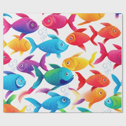 Rainbow Fish Frenzy Geschenkpapier (Flach)
