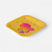 Rainbow Fish Kids Yellow Birthday Pappteller (Gewinkelt)