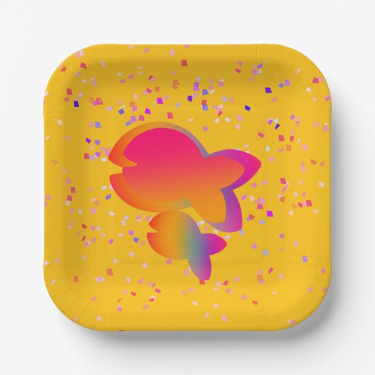 Rainbow Fish Kids Yellow Birthday Pappteller (Vorderseite)