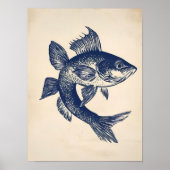 Rainbow Fish Print Linocut Vintage Poster Retro  (Vorne)