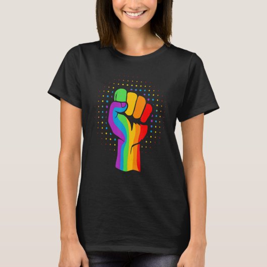 Rainbow Fist Pride Lgbtqia T-Shirt (Vorderseite)
