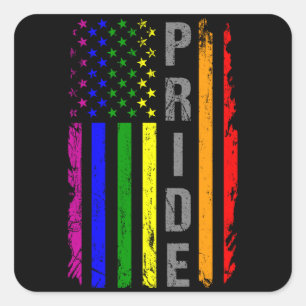 Rainbow Flag American LGBT Pride Month LGBTQ USA Quadratischer Aufkleber