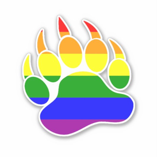 Rainbow Flag Bear Paw Aufkleber (Vorderseite)