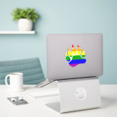 Rainbow Flag Bear Paw Aufkleber (Laptop auf Schreibtisch)