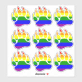 Rainbow Flag Bear Paw Aufkleber (Blatt)