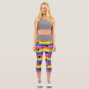 Rainbow Flag Black Living Matter Text LGBTQ Capri Leggings