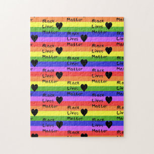 Rainbow Flag Black Living Matter Text LGBTQ Puzzle