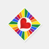 RAINBOW FLAG BUTTON RAYS & Herz + Ihre Ideen Serviette (Ecke)
