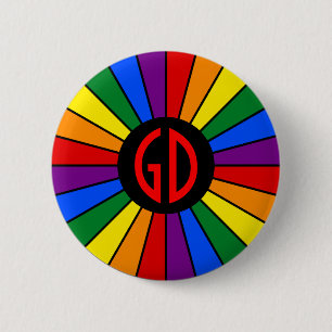 RAINBOW FLAG BUTTON RAYS + Ihr Zeichen oder Monogr