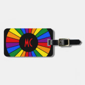 RAINBOW FLAG BUTTON RAYS + Ihr Zeichen oder Monogr Gepäckanhänger (Vorderseite horizontal)