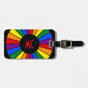 RAINBOW FLAG BUTTON RAYS + Ihr Zeichen oder Monogr Gepäckanhänger