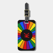 RAINBOW FLAG BUTTON RAYS + Ihr Zeichen oder Monogr Gepäckanhänger (Vorderseite vertikal)