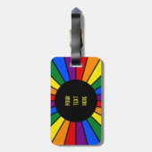 RAINBOW FLAG BUTTON RAYS + Ihr Zeichen oder Monogr Gepäckanhänger (Rückseite vertikal)