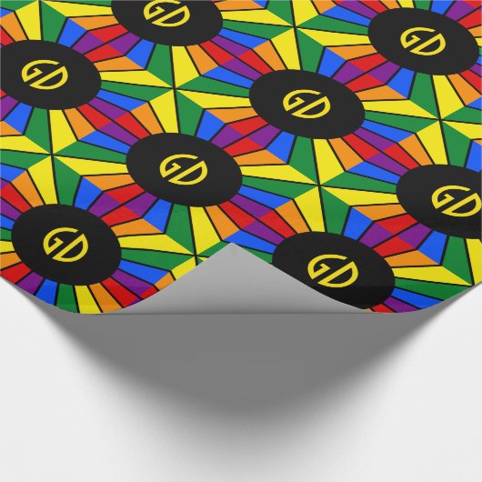 RAINBOW FLAG BUTTON RAYS + Ihr Zeichen oder Monogr Geschenkpapier (Ecke)