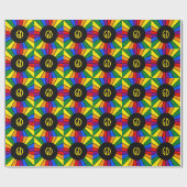RAINBOW FLAG BUTTON RAYS + Ihr Zeichen oder Monogr Geschenkpapier (Flach)