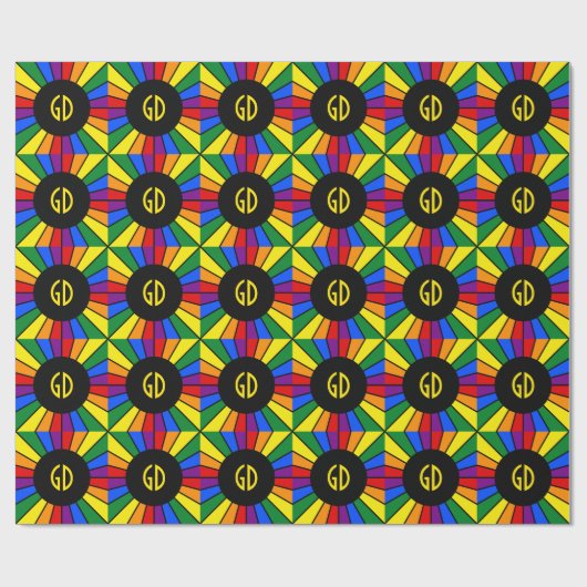 RAINBOW FLAG BUTTON RAYS + Ihr Zeichen oder Monogr Geschenkpapier (Flach)