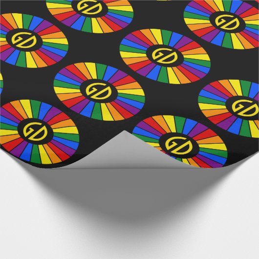 RAINBOW FLAG BUTTON RAYS + Ihr Zeichen oder Monogr Geschenkpapier (Ecke)
