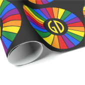 RAINBOW FLAG BUTTON RAYS + Ihr Zeichen oder Monogr Geschenkpapier (Rolleneckpunkt)