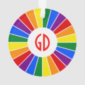 RAINBOW FLAG BUTTON RAYS + Ihr Zeichen oder Monogr Ornament (Rückseite)